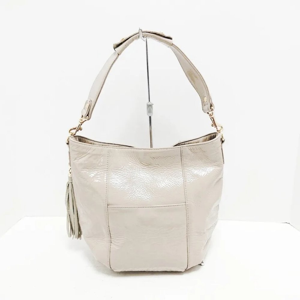 Auth ATAO - Gray Beige Patent Leather Handbag